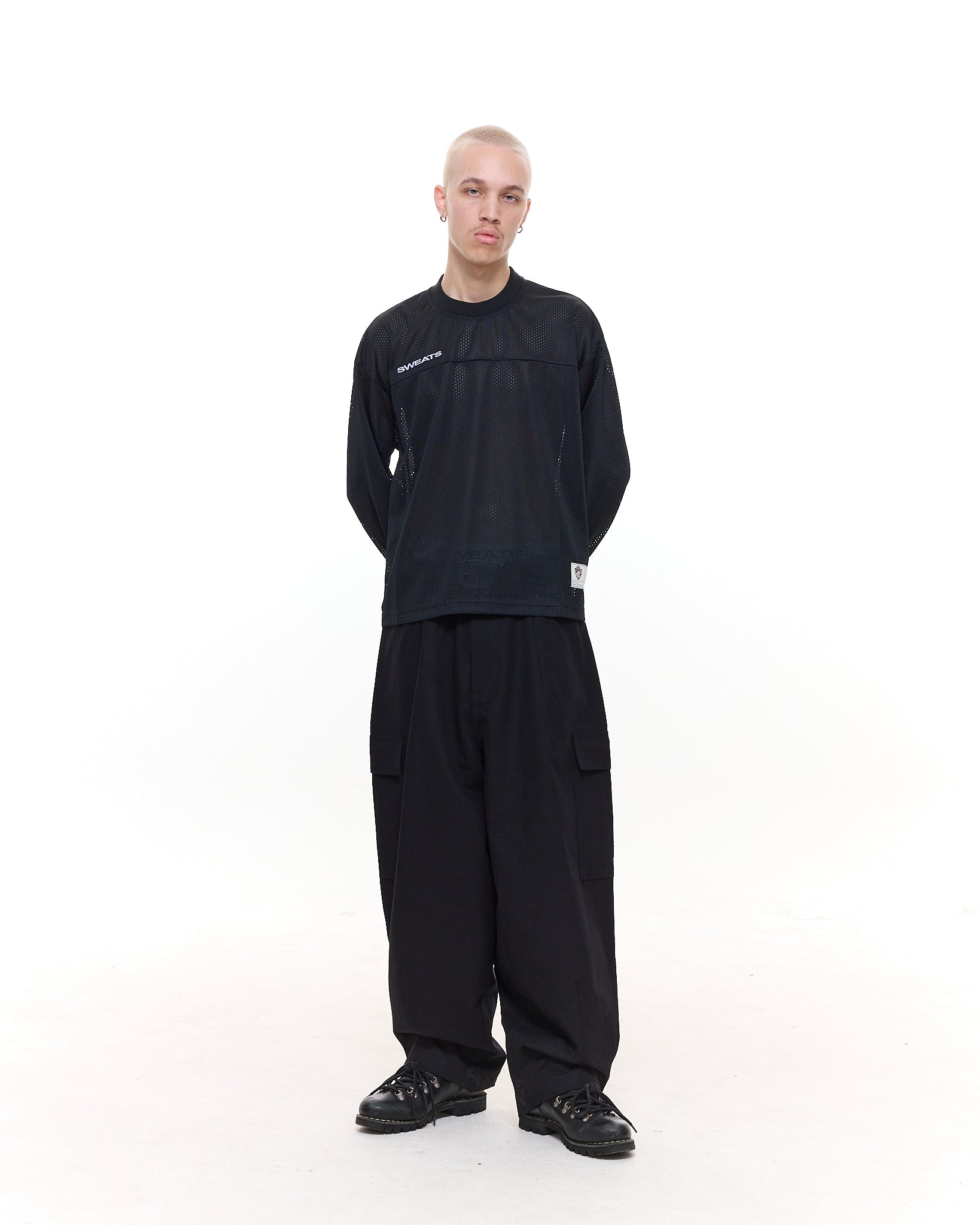 MESH LS T-SHIRT - BLACK
