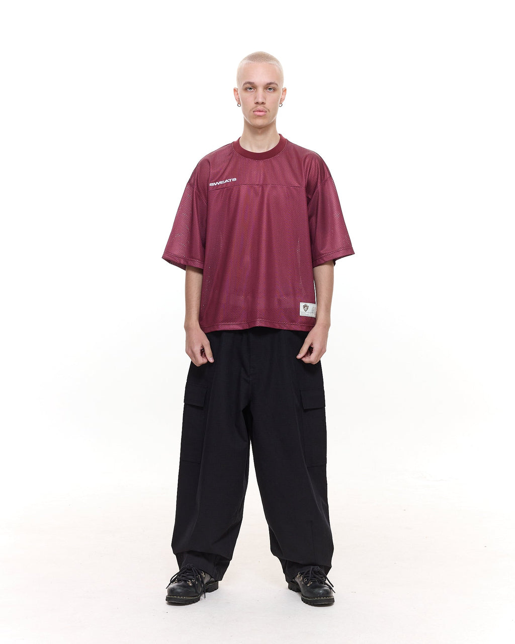 MESH SS T-SHIRT - BURGUNDY