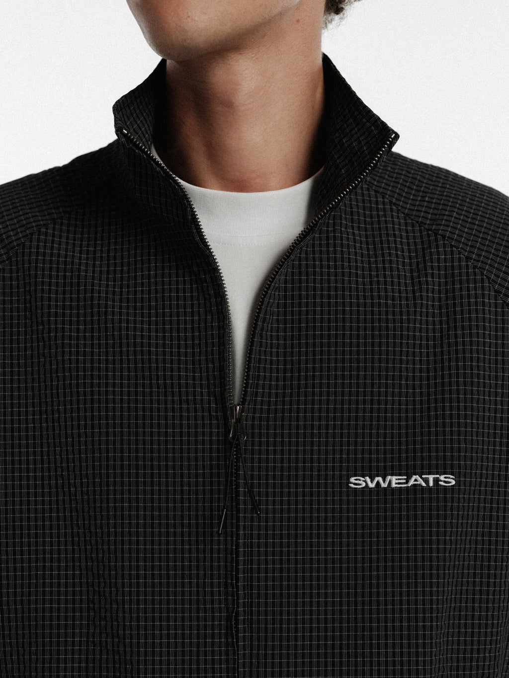 CHECKERED TRACK JACKET - BLACK/WHITE