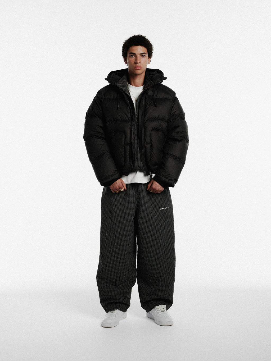 CHECKERED TRACK PANT - BLACK/WHITE