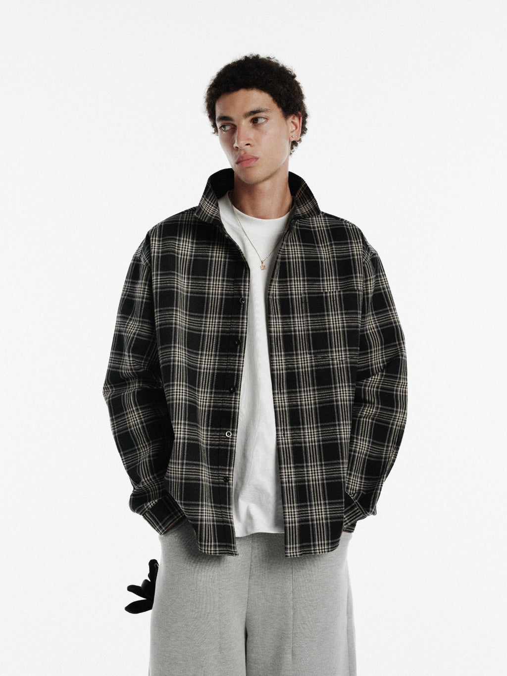 FLANNEL LS SHIRT - BLACK