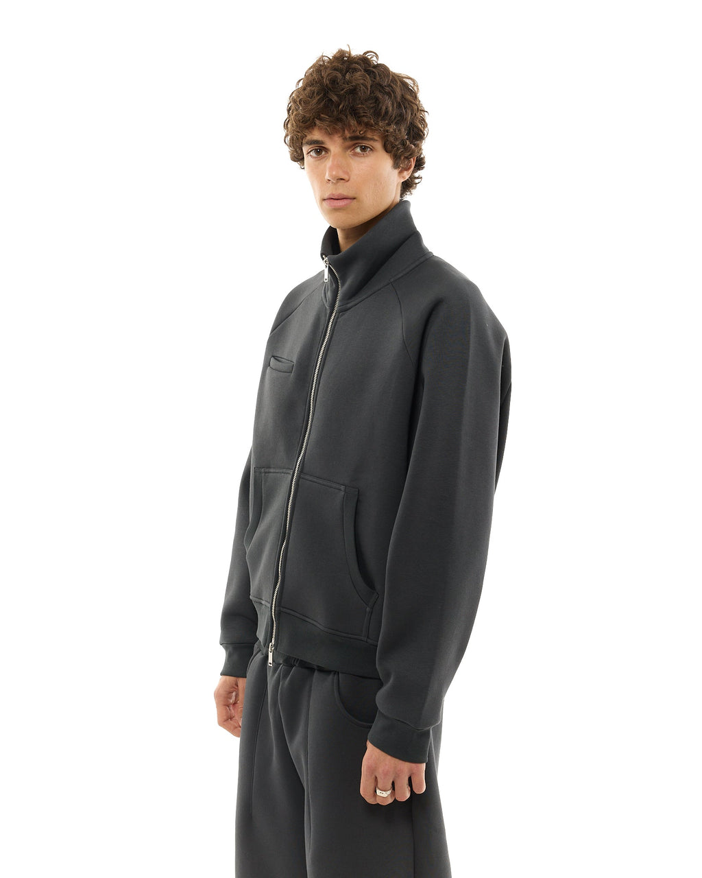 COZY TRACK JACKET - GRANITE