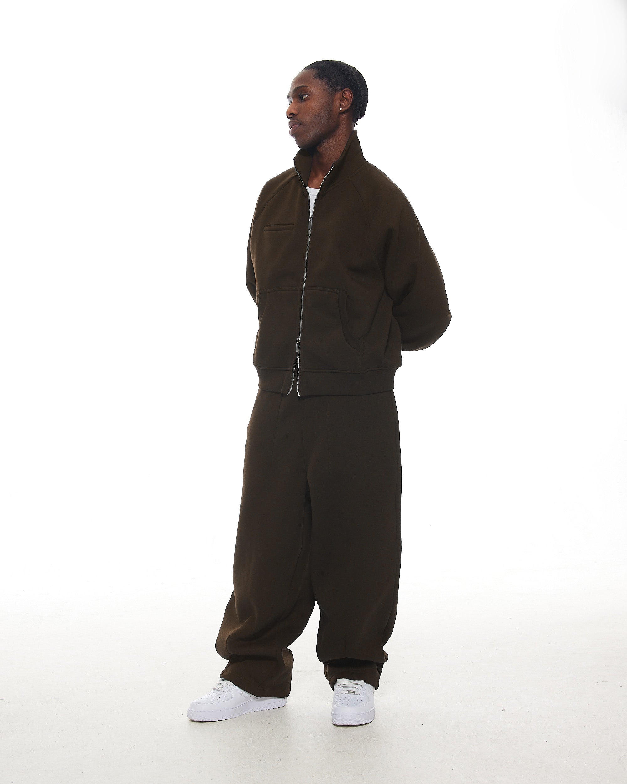 COZY TRACK JACKET - COFFEE
